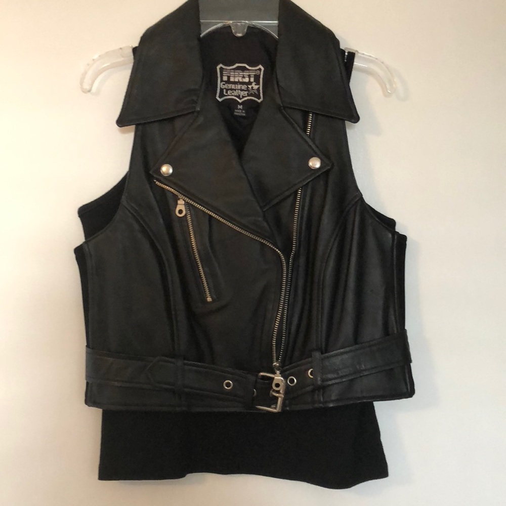 Vintage black leather vest